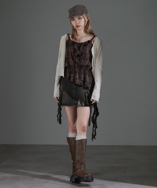 apres jour mignon(アプレジュールミニョン)の「カスケードフリルキャミチュニック【ZOZOTOWN限定アイテム】(チュニック・レディース・ブラウン系その他/ダークブラウン/ブラック・フリー/X-LARGE)」の9枚目の写真