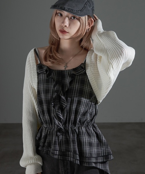 apres jour mignon(アプレジュールミニョン)の「カスケードフリルキャミチュニック【ZOZOTOWN限定アイテム】(チュニック・レディース・ブラウン系その他/ダークブラウン/ブラック・フリー/X-LARGE)」の10枚目の写真