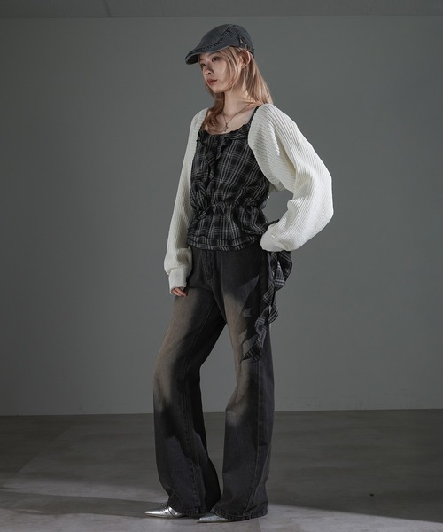 apres jour mignon(アプレジュールミニョン)の「カスケードフリルキャミチュニック【ZOZOTOWN限定アイテム】(チュニック・レディース・ブラウン系その他/ダークブラウン/ブラック・フリー/X-LARGE)」の14枚目の写真