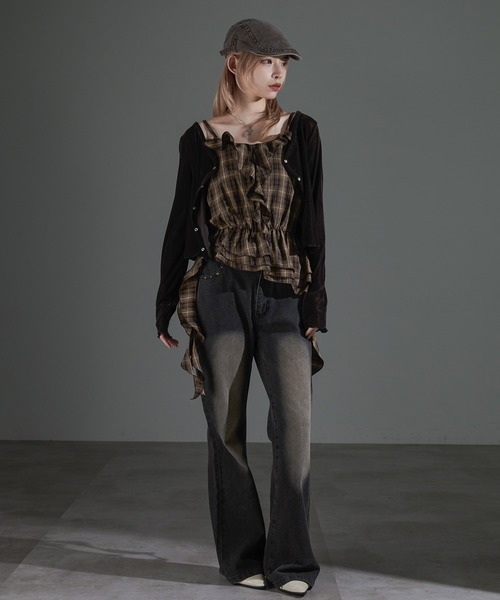 apres jour mignon(アプレジュールミニョン)の「カスケードフリルキャミチュニック【ZOZOTOWN限定アイテム】(チュニック・レディース・ブラウン系その他/ダークブラウン/ブラック・フリー/X-LARGE)」の18枚目の写真