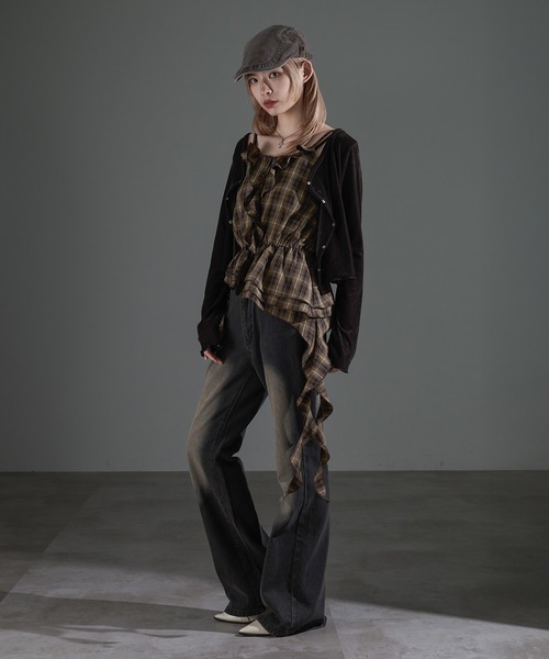 apres jour mignon(アプレジュールミニョン)の「カスケードフリルキャミチュニック【ZOZOTOWN限定アイテム】(チュニック・レディース・ブラウン系その他/ダークブラウン/ブラック・フリー/X-LARGE)」の19枚目の写真