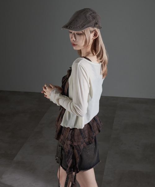 apres jour mignon(アプレジュールミニョン)の「カスケードフリルキャミチュニック【ZOZOTOWN限定アイテム】(チュニック・レディース・ブラウン系その他/ダークブラウン/ブラック・フリー/X-LARGE)」の21枚目の写真