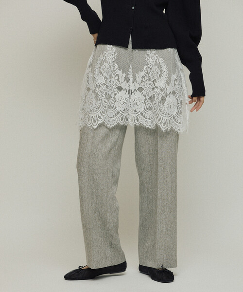 Firsthand（ファーストハンド）の「Firsthand/ファーストハンド レースレイヤードスラックス / センタープレス ワイドスラックス（スラックス・レディース・チャコールグレー/ベージュ・SMALL/MEDIUM）」の2枚目の写真