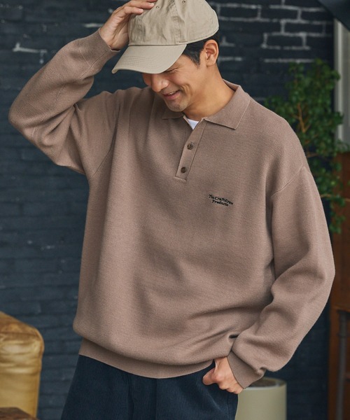THE CRAFT CREW PRODUCTS(ザクラフトクループロダクツ)の「〈アンチピリング〉オーバーサイズ スウェットライク ウォッシャブル長袖ニットポロシャツ【THE CRAFT CREW PRODUCTS】(ニット/セーター・メンズ・ブラック/ネイビー/モカ/チャコール/アッシュグレー・M/S/L)」の4枚目の写真