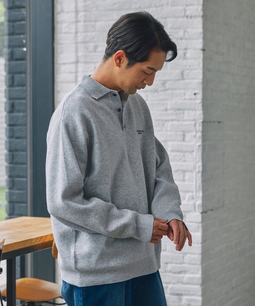 THE CRAFT CREW PRODUCTS(ザクラフトクループロダクツ)の「〈アンチピリング〉オーバーサイズ スウェットライク ウォッシャブル長袖ニットポロシャツ【THE CRAFT CREW PRODUCTS】(ニット/セーター・メンズ・ブラック/ネイビー/モカ/チャコール/アッシュグレー・M/S/L)」の7枚目の写真