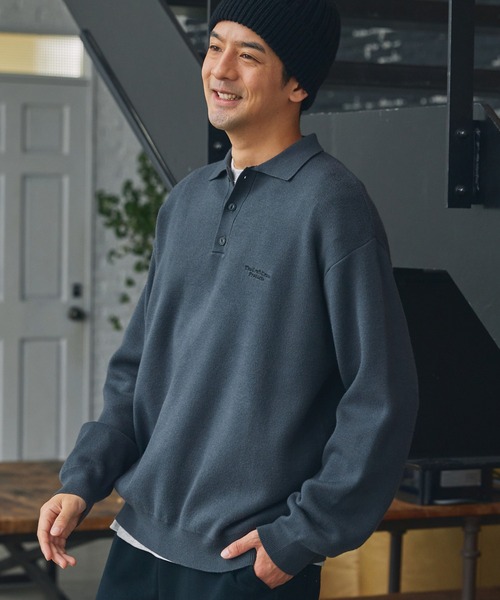 THE CRAFT CREW PRODUCTS(ザクラフトクループロダクツ)の「〈アンチピリング〉オーバーサイズ スウェットライク ウォッシャブル長袖ニットポロシャツ【THE CRAFT CREW PRODUCTS】(ニット/セーター・メンズ・ブラック/ネイビー/モカ/チャコール/アッシュグレー・M/S/L)」の10枚目の写真