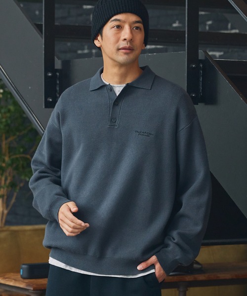 THE CRAFT CREW PRODUCTS(ザクラフトクループロダクツ)の「〈アンチピリング〉オーバーサイズ スウェットライク ウォッシャブル長袖ニットポロシャツ【THE CRAFT CREW PRODUCTS】(ニット/セーター・メンズ・ブラック/ネイビー/モカ/チャコール/アッシュグレー・M/S/L)」の14枚目の写真