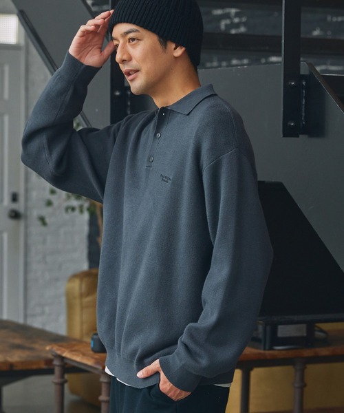 THE CRAFT CREW PRODUCTS(ザクラフトクループロダクツ)の「〈アンチピリング〉オーバーサイズ スウェットライク ウォッシャブル長袖ニットポロシャツ【THE CRAFT CREW PRODUCTS】(ニット/セーター・メンズ・ブラック/ネイビー/モカ/チャコール/アッシュグレー・M/S/L)」の15枚目の写真
