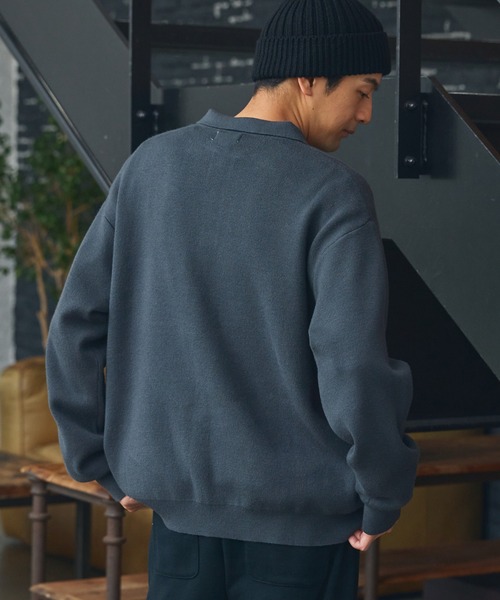 THE CRAFT CREW PRODUCTS(ザクラフトクループロダクツ)の「〈アンチピリング〉オーバーサイズ スウェットライク ウォッシャブル長袖ニットポロシャツ【THE CRAFT CREW PRODUCTS】(ニット/セーター・メンズ・ブラック/ネイビー/モカ/チャコール/アッシュグレー・M/S/L)」の16枚目の写真