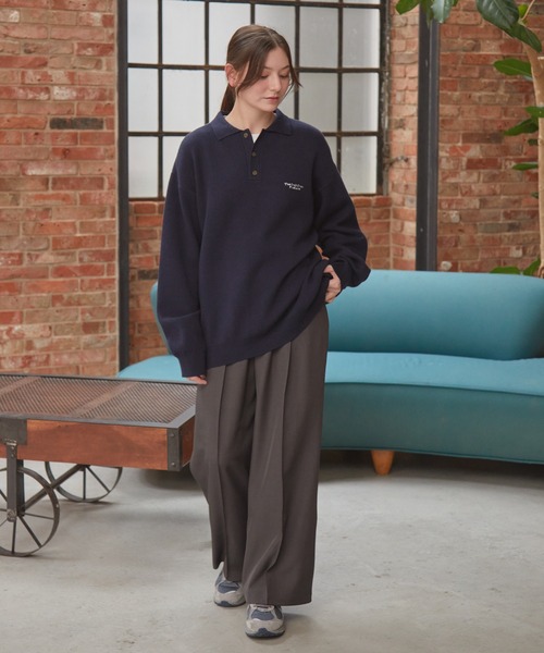 THE CRAFT CREW PRODUCTS(ザクラフトクループロダクツ)の「〈アンチピリング〉オーバーサイズ スウェットライク ウォッシャブル長袖ニットポロシャツ【THE CRAFT CREW PRODUCTS】(ニット/セーター・メンズ・ブラック/ネイビー/モカ/チャコール/アッシュグレー・M/S/L)」の19枚目の写真