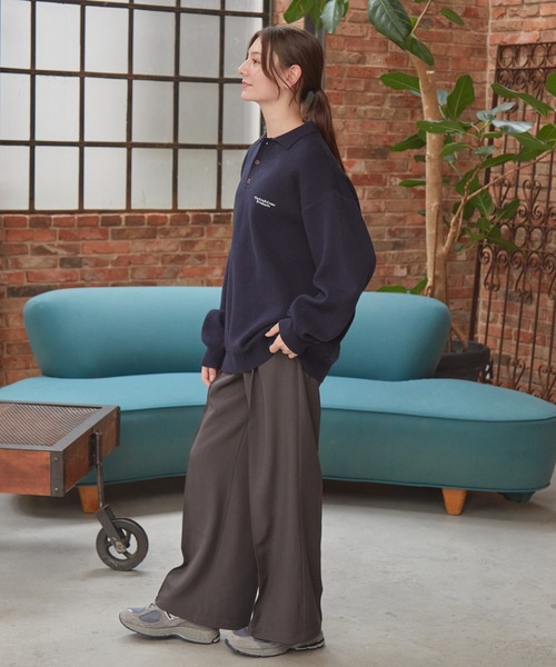 THE CRAFT CREW PRODUCTS(ザクラフトクループロダクツ)の「〈アンチピリング〉オーバーサイズ スウェットライク ウォッシャブル長袖ニットポロシャツ【THE CRAFT CREW PRODUCTS】(ニット/セーター・メンズ・ブラック/ネイビー/モカ/チャコール/アッシュグレー・M/S/L)」の20枚目の写真