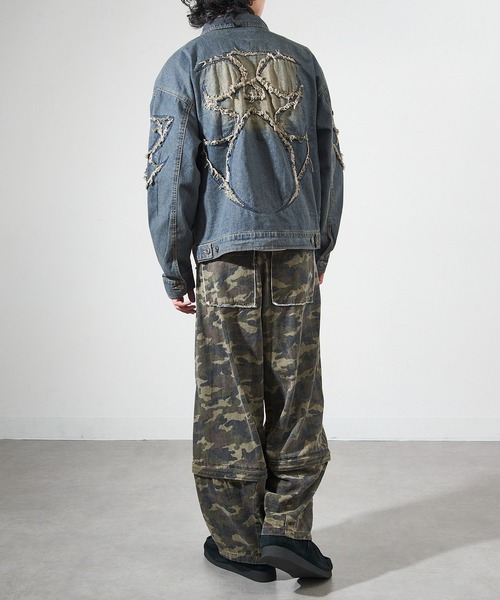 セール】【SETUP7】オーバーダイ加工 トライバル刺繍デニム