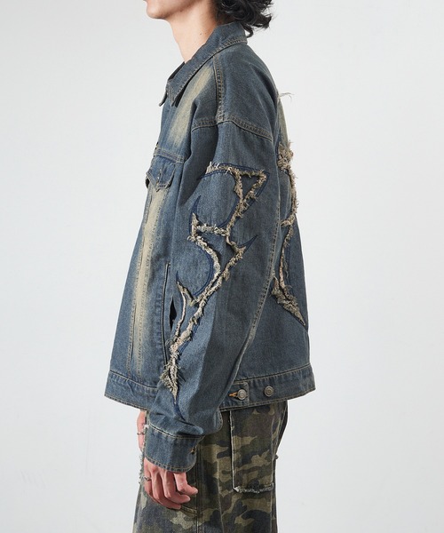 セール】【SETUP7】オーバーダイ加工 トライバル刺繍デニム