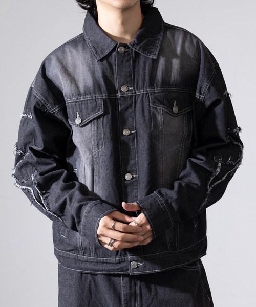 セール】【SETUP7】オーバーダイ加工 トライバル刺繍デニムジャケット