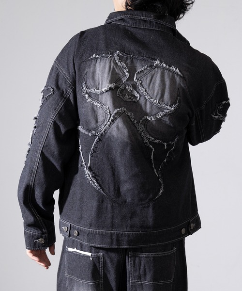 【激レア！】ハッピー・アニバーサリー007+差し替えジャケット セール】【SETUP7】オーバーダイ加工 トライバル刺繍デニム