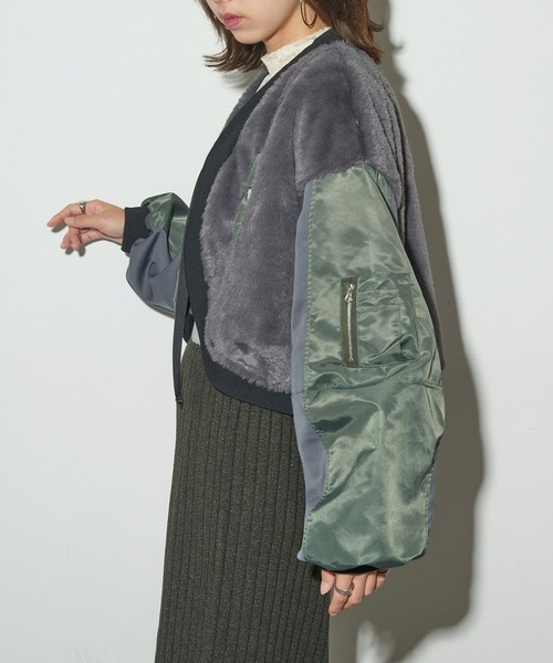 MAISON BREEZE reveur(メゾンブリーズレヴール)の「【MAISON BREEZE reveur】MA-1 ファーボレロジャケット trc(MA-1・レディース・ブラック/ブラウン/グレー・FREE)」の22枚目の写真