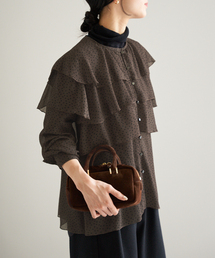 美品 イエナIENA シャツカラーフリルブラウス ブラックFREE 25SS 未使用級 イエナ 25SS シャツカラーフリルブラウス ブラック