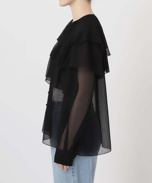 IENA（イエナ）の「《一部カラーWEB・一部店舗限定/追加》楊柳フリルブラウス（シャツ/ブラウス・レディース・ブラック系その他/ブラック/ダークブルー/チョコ・FREE）」の7枚目の写真