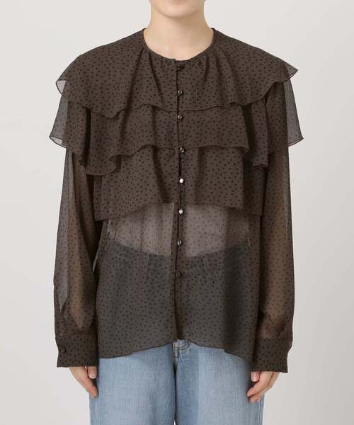 一部カラーWEB・一部店舗限定/追加》楊柳フリルブラウス（シャツ
