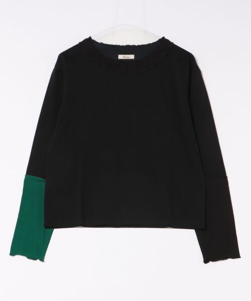unica（ユニカ）の「カラフルスリーブtee（Tシャツ/カットソー・レディース・ブラック/チャコール/オフホワイト・F）」の2枚目の写真