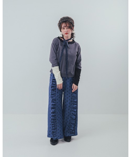 unica（ユニカ）の「カラフルスリーブtee（Tシャツ/カットソー・レディース・ブラック/チャコール/オフホワイト・F）」の8枚目の写真