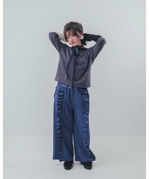 unica（ユニカ）の「カラフルスリーブtee（Tシャツ/カットソー・レディース・ブラック/チャコール/オフホワイト・F）」の9枚目の写真