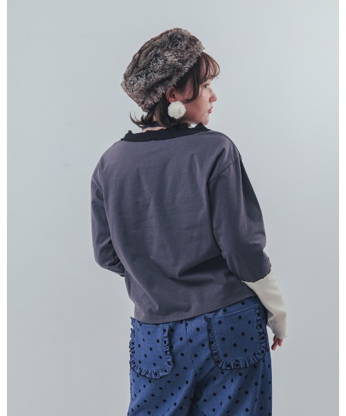 unica（ユニカ）の「カラフルスリーブtee（Tシャツ/カットソー・レディース・ブラック/チャコール/オフホワイト・F）」の11枚目の写真