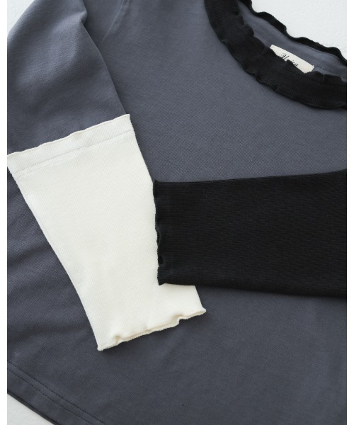 unica（ユニカ）の「カラフルスリーブtee（Tシャツ/カットソー・レディース・ブラック/チャコール/オフホワイト・F）」の16枚目の写真