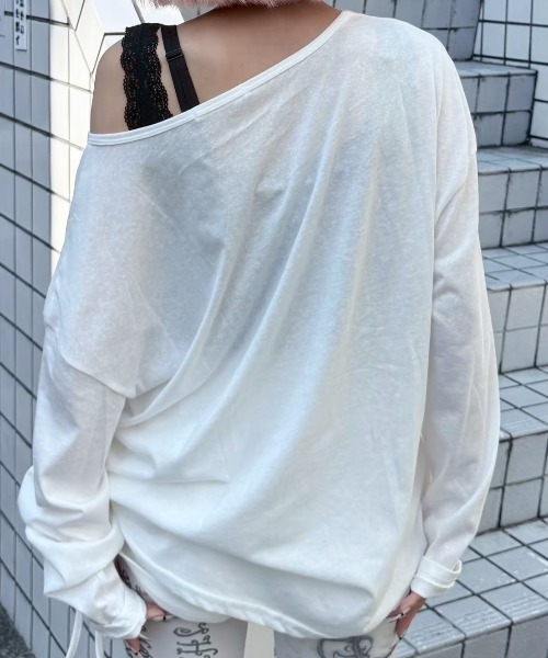 Never mind the XU / Chikashitsu+（ネバーマインド ザ エックスユー / チカシツプラス）の「【nmtc +】vintage cross long sleeve / 【エヌエムティーシープラス】ビンテージクロスデザイン長袖Tシャツ（Tシャツ/カットソー・メンズ・ホワイト・ONE SIZE）」の14枚目の写真