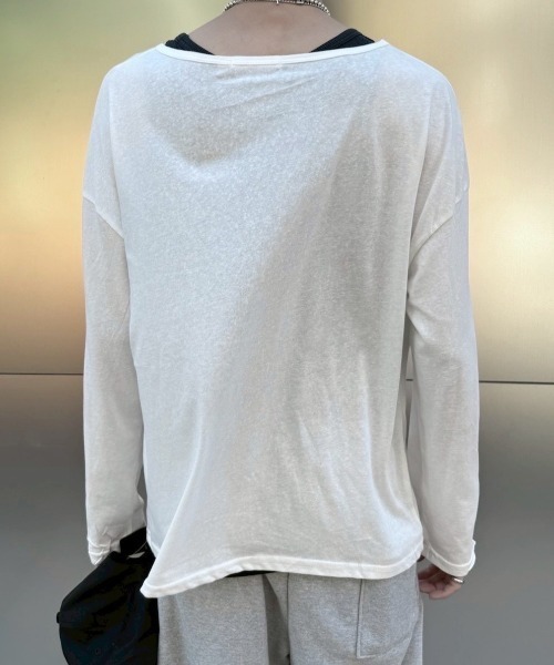 Never mind the XU / Chikashitsu+（ネバーマインド ザ エックスユー / チカシツプラス）の「【nmtc +】vintage cross long sleeve / 【エヌエムティーシープラス】ビンテージクロスデザイン長袖Tシャツ（Tシャツ/カットソー・メンズ・ホワイト・ONE SIZE）」の6枚目の写真