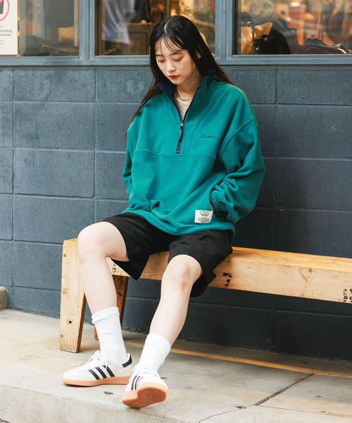 DISCUS ATHLETIC（ディスカス　アスレチック）の「＜DISCUS/ディスカス＞ フリースハーフジップ（スウェット・レディース・ネイビー/オフホワイト/グリーン/ダークブラウン・X-LARGE/LARGE/MEDIUM）」の5枚目の写真