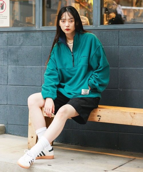 DISCUS ATHLETIC（ディスカス　アスレチック）の「＜DISCUS/ディスカス＞ フリースハーフジップ（スウェット・レディース・ネイビー/オフホワイト/グリーン/ダークブラウン・X-LARGE/LARGE/MEDIUM）」の6枚目の写真