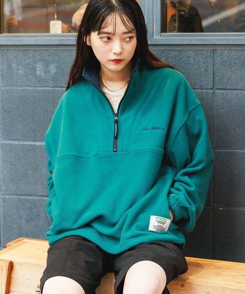 DISCUS ATHLETIC（ディスカス　アスレチック）の「＜DISCUS/ディスカス＞ フリースハーフジップ（スウェット・レディース・ネイビー/オフホワイト/グリーン/ダークブラウン・X-LARGE/LARGE/MEDIUM）」の8枚目の写真