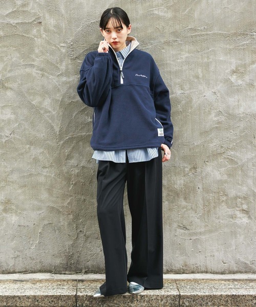 DISCUS ATHLETIC（ディスカス　アスレチック）の「＜DISCUS/ディスカス＞ フリースハーフジップ（スウェット・レディース・ネイビー/オフホワイト/グリーン/ダークブラウン・X-LARGE/LARGE/MEDIUM）」の10枚目の写真