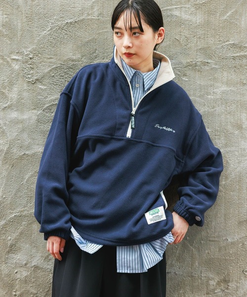 DISCUS ATHLETIC（ディスカス　アスレチック）の「＜DISCUS/ディスカス＞ フリースハーフジップ（スウェット・レディース・ネイビー/オフホワイト/グリーン/ダークブラウン・X-LARGE/LARGE/MEDIUM）」の11枚目の写真