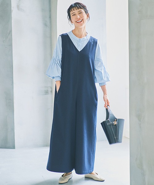 studio CLIP（スタディオクリップ）の「アイロンいらずサロペット《オケージョン2025AW》（その他パンツ・レディース・ブラック/ベージュ系その他/ネイビー・FREE/ﾌﾘｰ(L)/PF）」の3枚目の写真