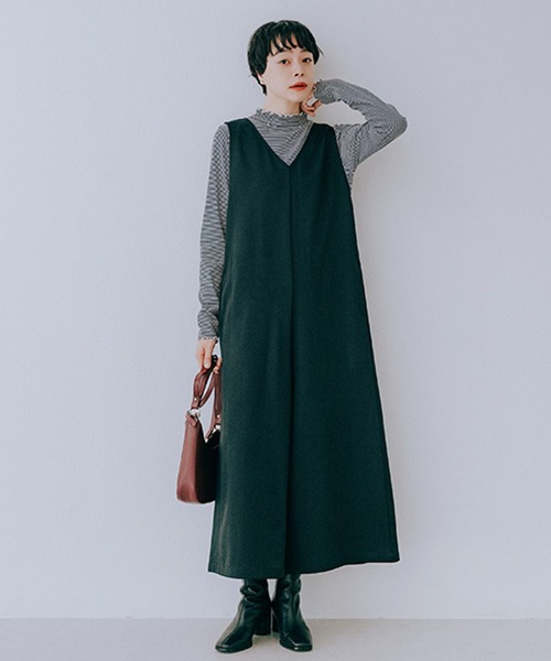 極美品✤ HERALBONY オーガニックコットン生地のセットアップ グリーン セール】アイロンいらずサロペット《オケージョン2025AW》（その他