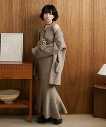 mermaid sleeveless long knit dress /マーメイドノースリーブロングニットドレス