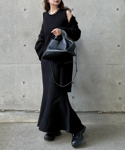 mermaid sleeveless long knit dress /マーメイドノースリーブロング