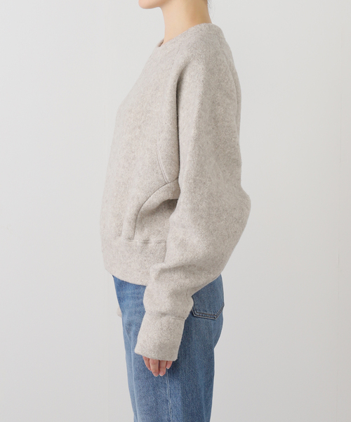 SEEALL（シーオール）の「【SEEALL/シーオール】SLIT SLEEVE SWEAT:スウェット（スウェット・レディース・ベージュ・MEDIUM）」の10枚目の写真