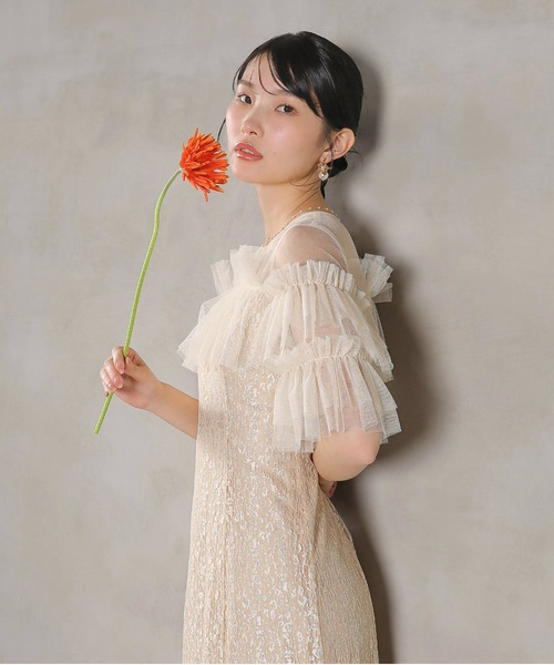 Kana(カナ)の「ラメチュールレース フリル Aライン ワンピースドレス パーティー ドレス 結婚式 お呼ばれ オケージョン(ドレス・レディース・ベージュ/ブラウン/グリーン/ブラック・M)」の22枚目の写真