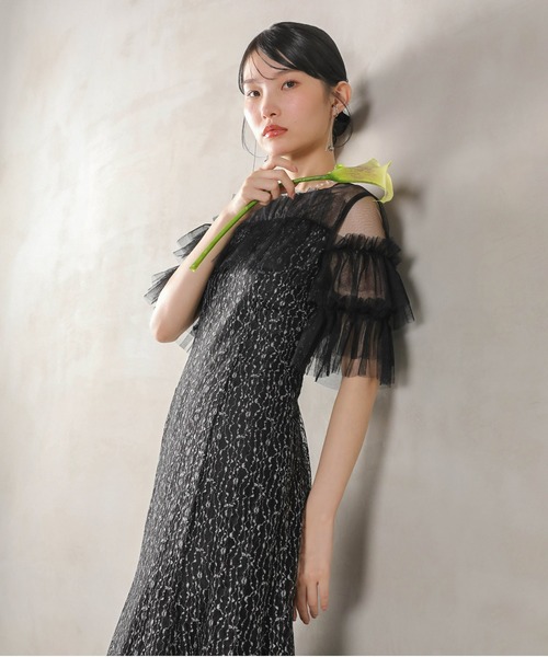 Kana(カナ)の「ラメチュールレース フリル Aライン ワンピースドレス パーティー ドレス 結婚式 お呼ばれ オケージョン(ドレス・レディース・ベージュ/ブラウン/グリーン/ブラック・M)」の6枚目の写真