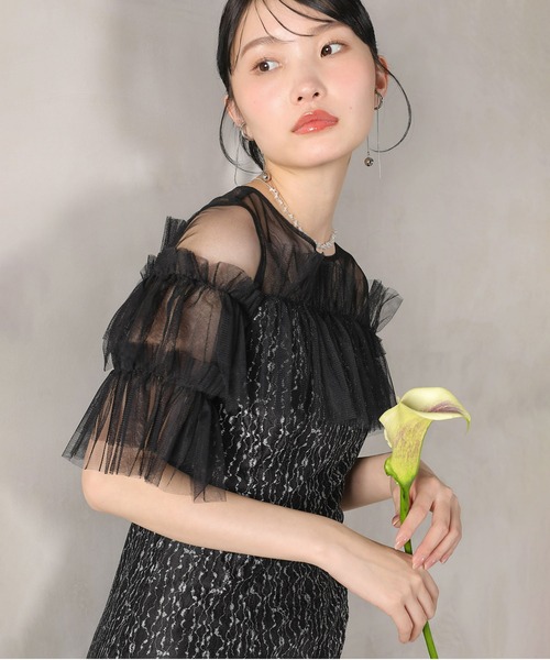 Kana(カナ)の「ラメチュールレース フリル Aライン ワンピースドレス パーティー ドレス 結婚式 お呼ばれ オケージョン(ドレス・レディース・ベージュ/ブラウン/グリーン/ブラック・M)」の8枚目の写真