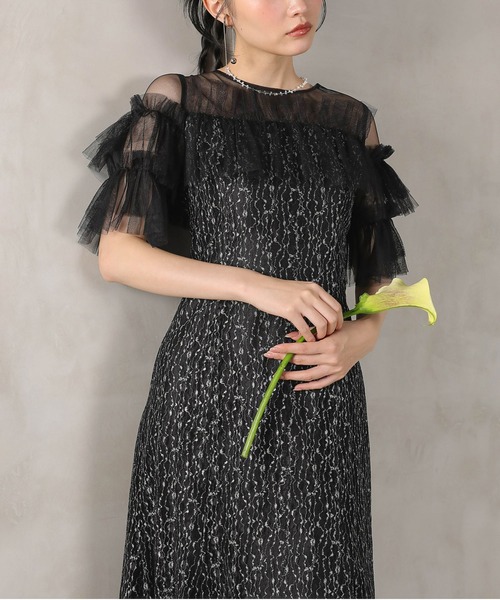 Kana(カナ)の「ラメチュールレース フリル Aライン ワンピースドレス パーティー ドレス 結婚式 お呼ばれ オケージョン(ドレス・レディース・ベージュ/ブラウン/グリーン/ブラック・M)」の10枚目の写真