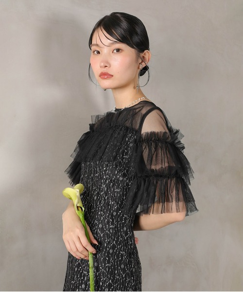 Kana(カナ)の「ラメチュールレース フリル Aライン ワンピースドレス パーティー ドレス 結婚式 お呼ばれ オケージョン(ドレス・レディース・ベージュ/ブラウン/グリーン/ブラック・M)」の11枚目の写真