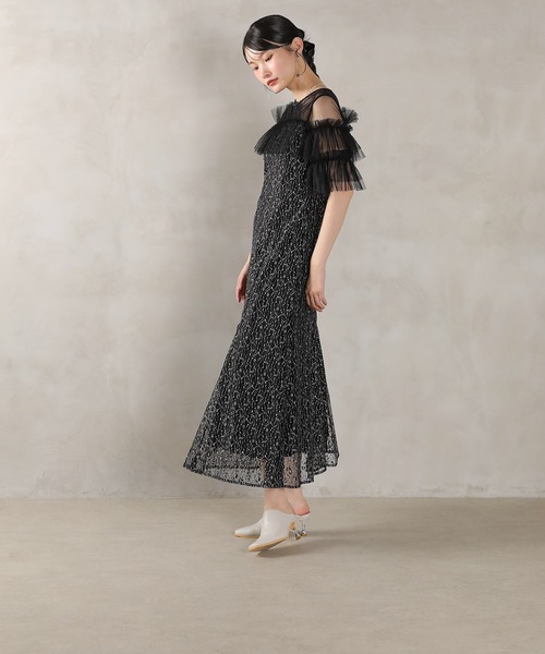 Kana(カナ)の「ラメチュールレース フリル Aライン ワンピースドレス パーティー ドレス 結婚式 お呼ばれ オケージョン(ドレス・レディース・ベージュ/ブラウン/グリーン/ブラック・M)」の13枚目の写真