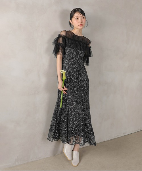 Kana(カナ)の「ラメチュールレース フリル Aライン ワンピースドレス パーティー ドレス 結婚式 お呼ばれ オケージョン(ドレス・レディース・ベージュ/ブラウン/グリーン/ブラック・M)」の9枚目の写真