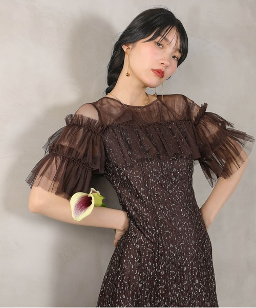 Kana(カナ)の「ラメチュールレース フリル Aライン ワンピースドレス パーティー ドレス 結婚式 お呼ばれ オケージョン(ドレス・レディース・ベージュ/ブラウン/グリーン/ブラック・M)」の16枚目の写真