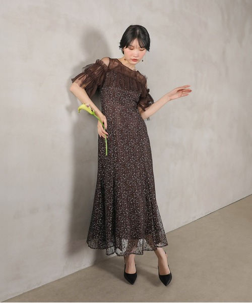 Kana(カナ)の「ラメチュールレース フリル Aライン ワンピースドレス パーティー ドレス 結婚式 お呼ばれ オケージョン(ドレス・レディース・ベージュ/ブラウン/グリーン/ブラック・M)」の17枚目の写真