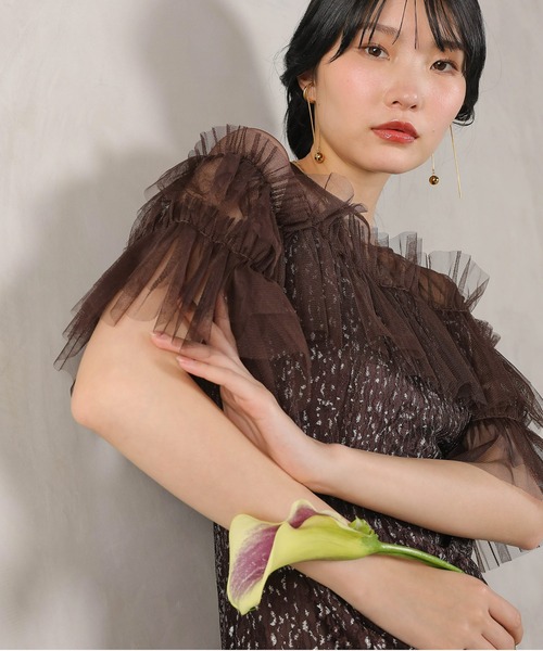 Kana(カナ)の「ラメチュールレース フリル Aライン ワンピースドレス パーティー ドレス 結婚式 お呼ばれ オケージョン(ドレス・レディース・ベージュ/ブラウン/グリーン/ブラック・M)」の18枚目の写真